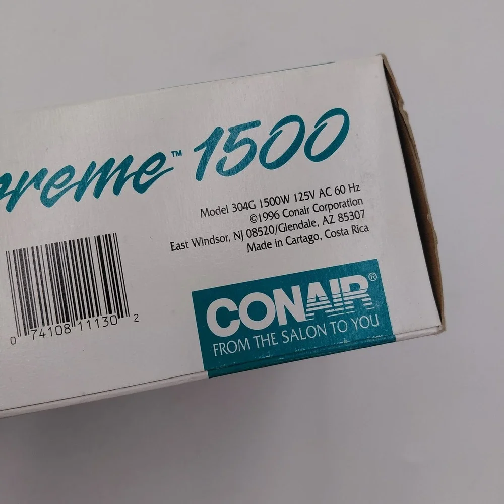 Vtg 90s Conair Supreme 1500 Model 304G 1500 Watt 125V White NOS Blow Dryer